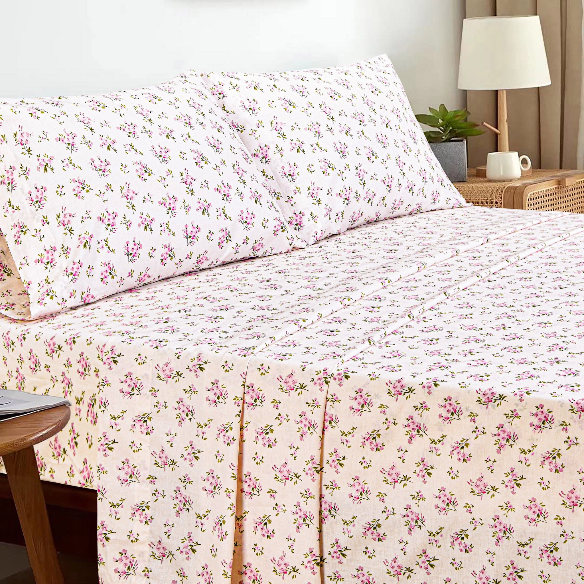 Sleepdown 100% Cotton Full Size Bed Sheets Set with Deep Pockets, Cozy Percale sheets with Elastic Fitted Sheet Set Ultra Soft Cooling Sheet - Image 3