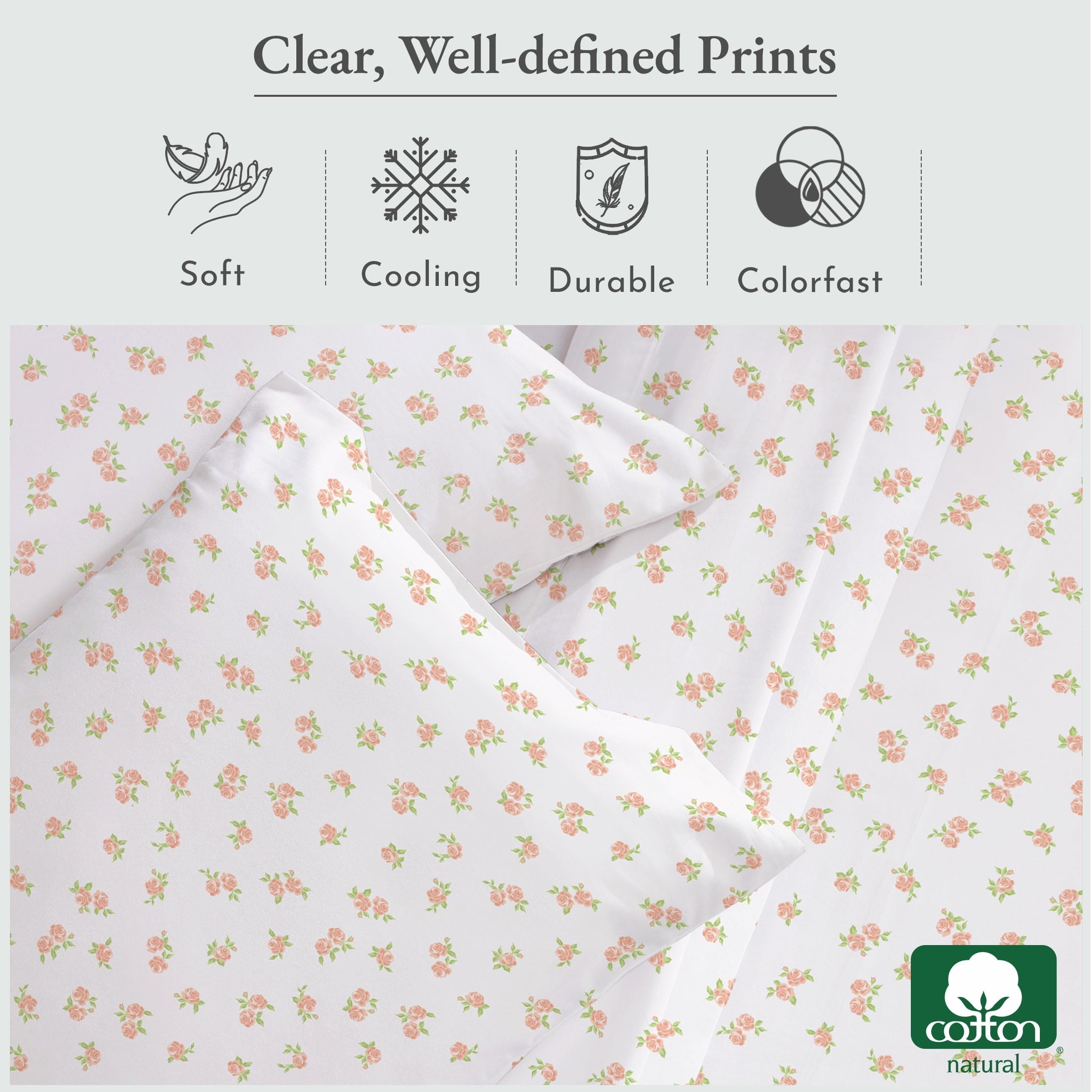 4 Piece Printed Floral Bed Sheets Queen Size Set - 100% Cotton Sheets Queen, Soft Sateen Bedsheets, Deep Pocket Queen... - Image 5