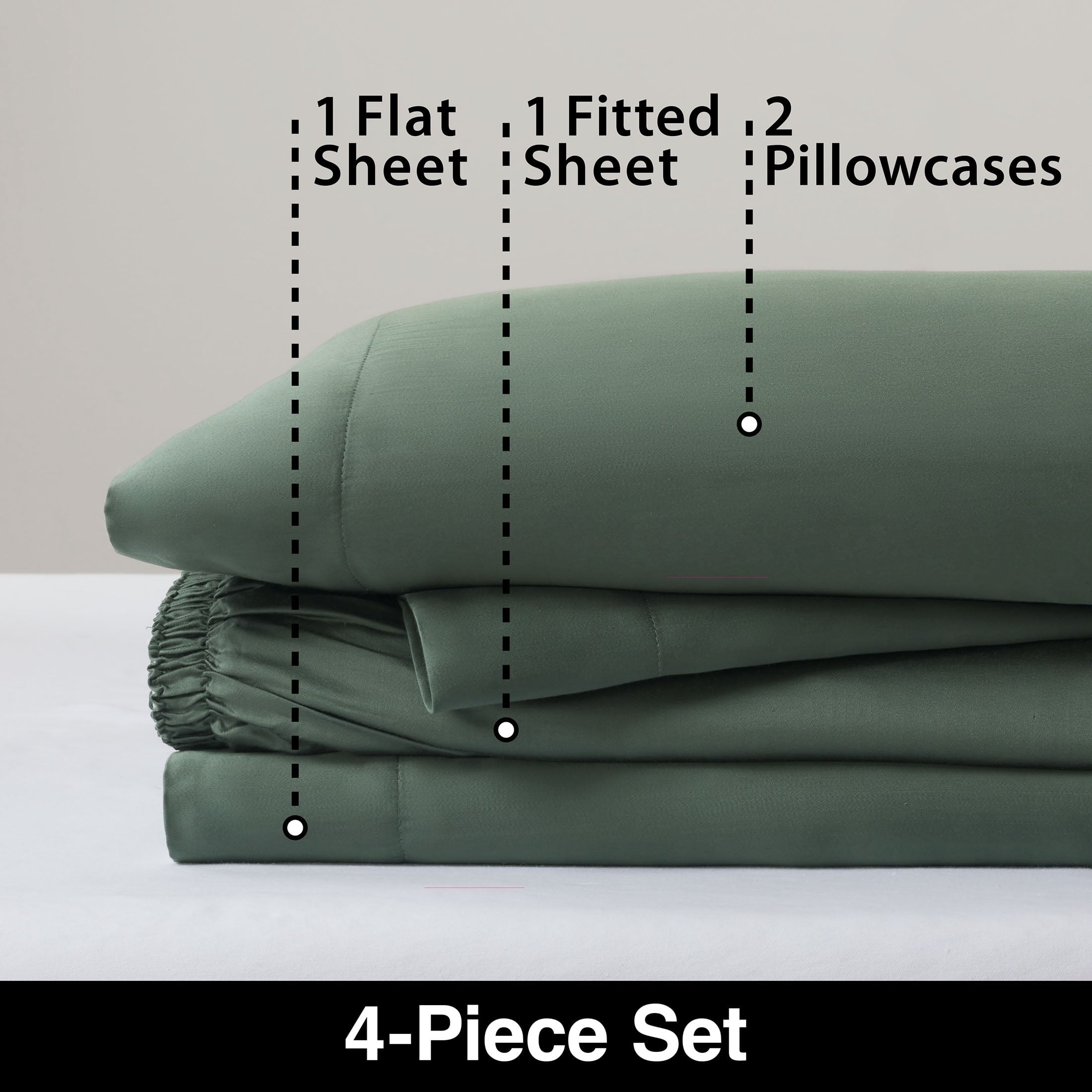 4-Piece & Silky Serenity 100% Bed Sheets Set, Flagstone, Queen - Image 5