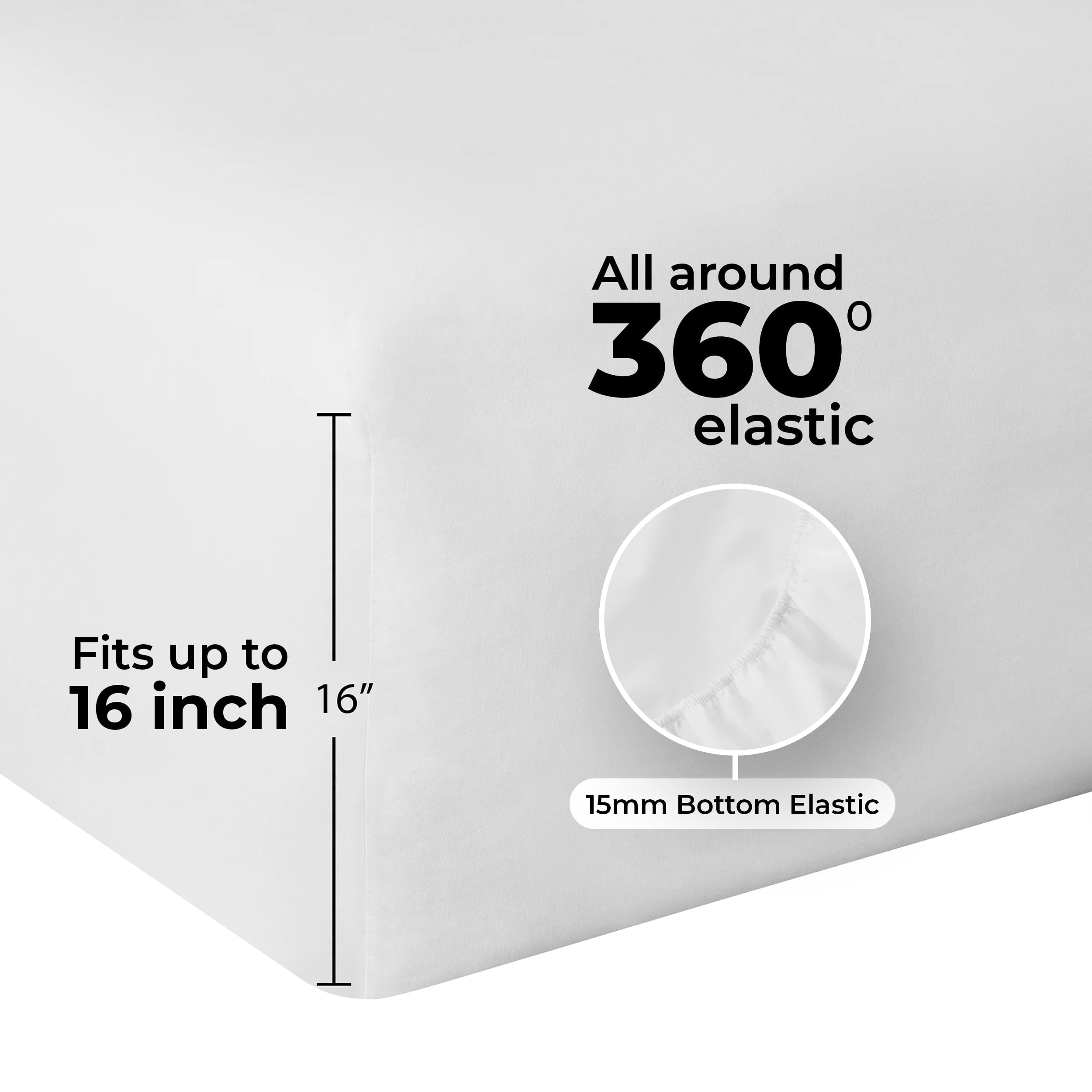 4-Piece 300 Thread Count White Cotton Blend Percale Bed Sheet Set, Queen - Image 4