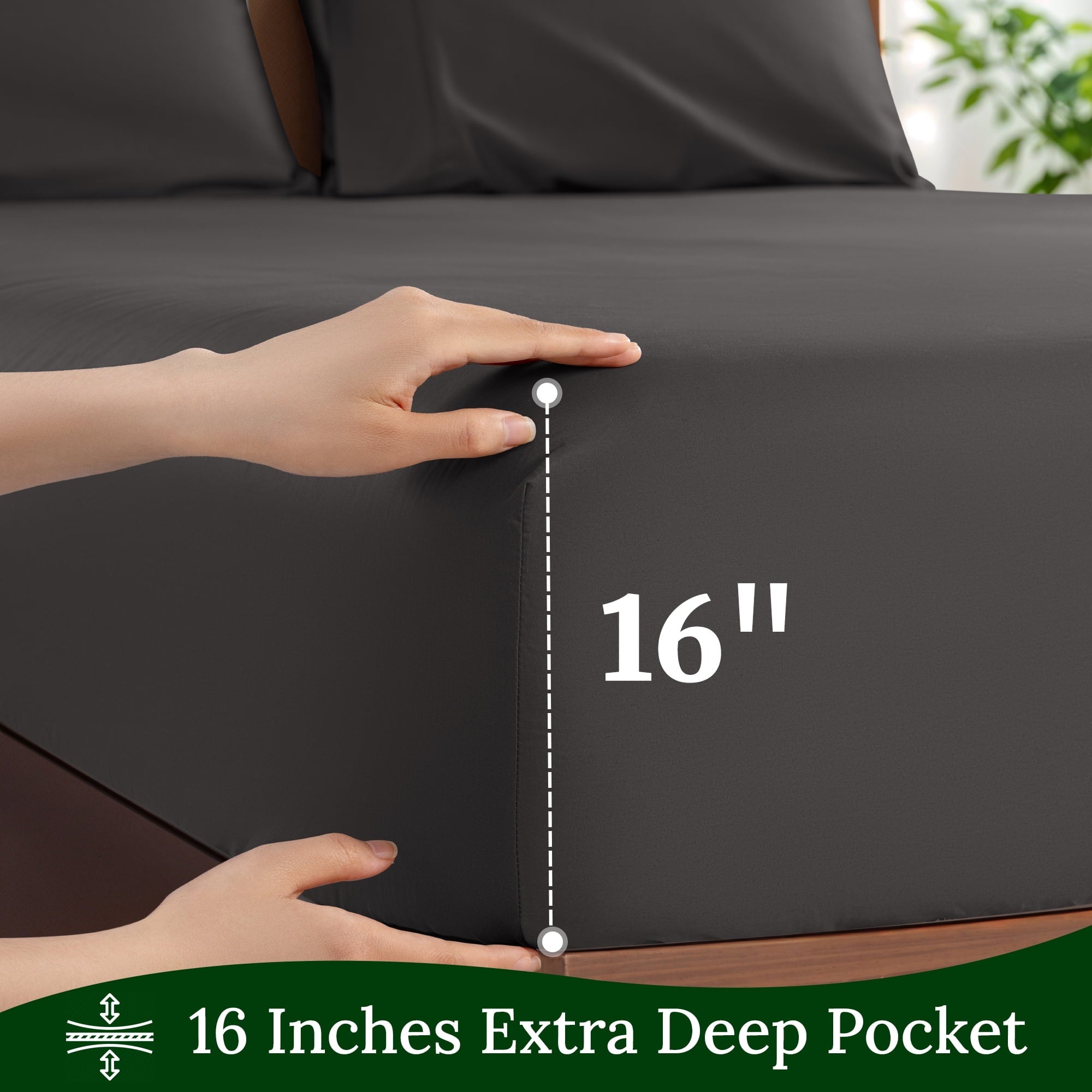 100% Cotton Bed Sheets Set, 1000 Thread Count 4 Piece Luxury Soft Sheets Set with 16