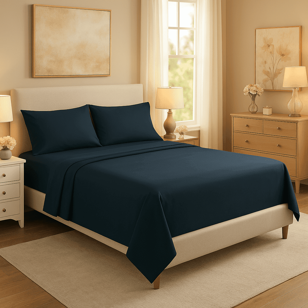 3-Piece Twin Sheet Set, Ultra-Soft 800 Thread Count Microfiber, Deep Pocket, Twin, Blue Indigo