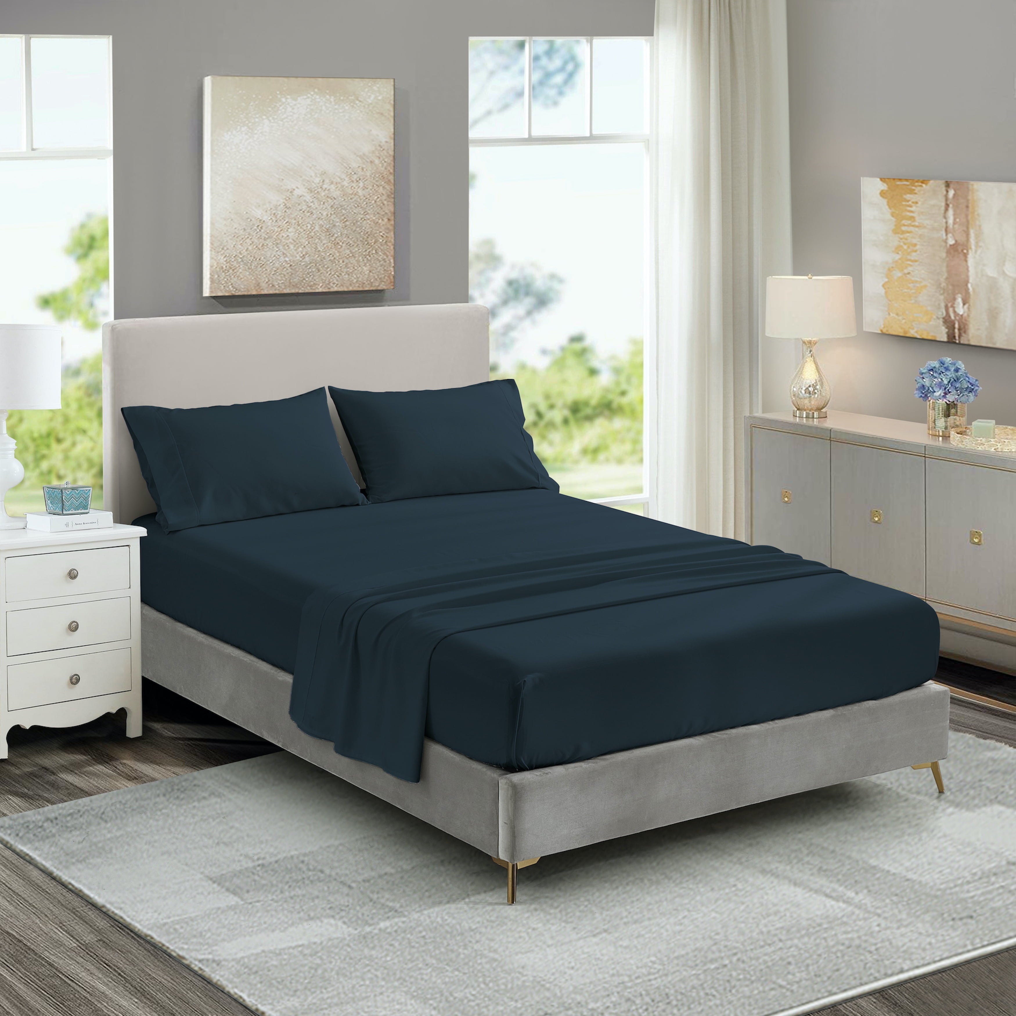 3-Piece Twin Sheet Set, Ultra-Soft 800 Thread Count Microfiber, Deep Pocket, Twin, Blue Indigo - Image 5